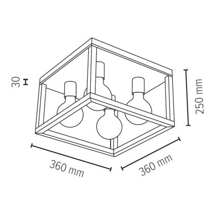 Plafon KAGO 4xE27/60W/230V dąb - certyfikat FSC