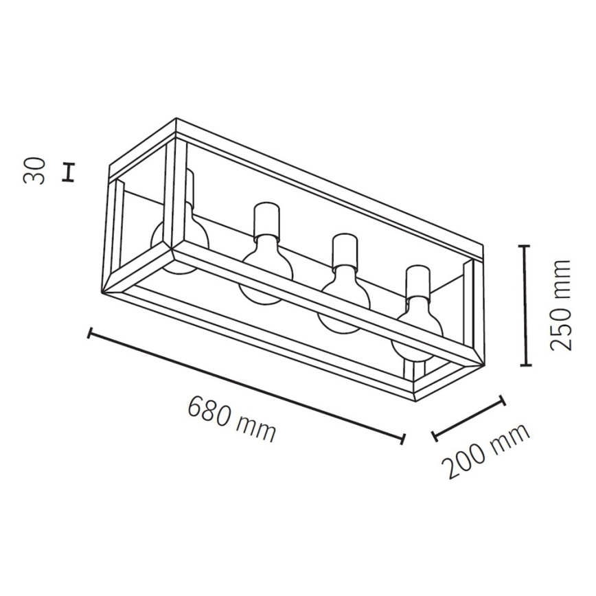 Lampa sufitowa KAGO 4xE27/60W/230V matowy dąb