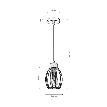 Lampa wisząca na linku GUNNAR 1xE27/60W/230V dąb