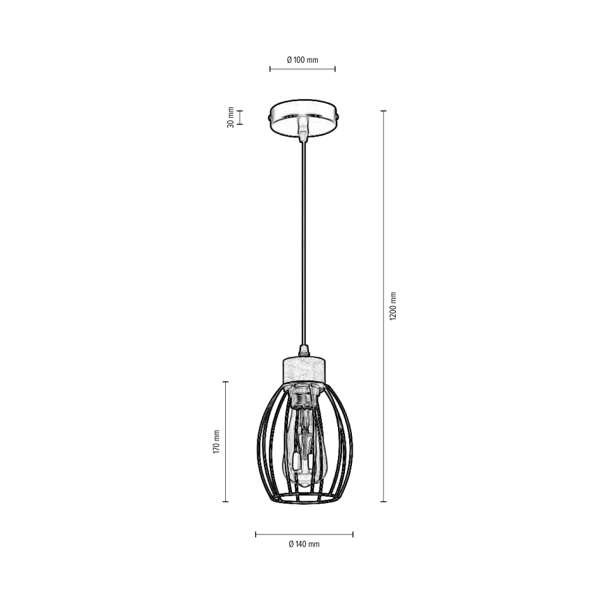 Lampa wisząca na linku GUNNAR 1xE27/60W/230V dąb