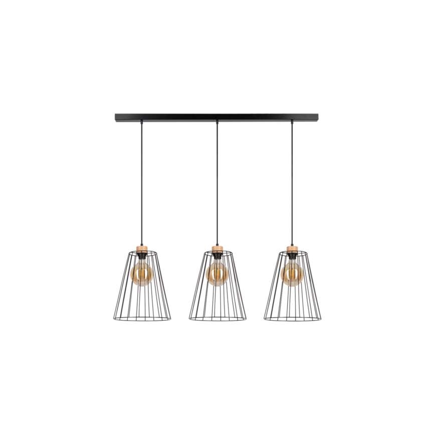 Lampa wisząca na linkach ORAZIO 3xE27/60W/230V sosna