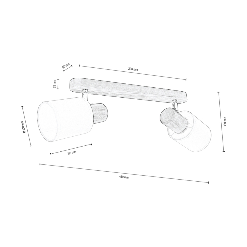 Sufitowa lampa punktowa TRENDY 2xE27/15W/230V sosna