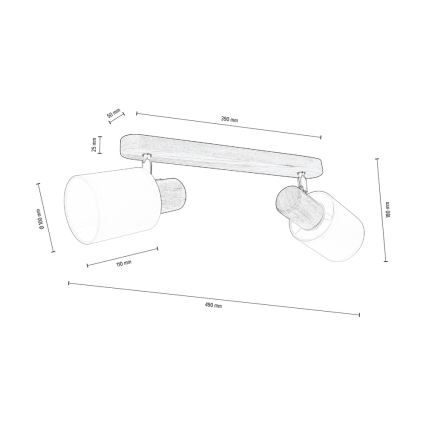 Sufitowe oświetlenie punktowe TRENDY 2xE27/15W/230V sosna