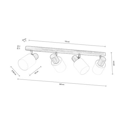 Oświetlenie punktowe sufitowe TRENDY 4xE27/15W/230V sosna - certyfikat FSC