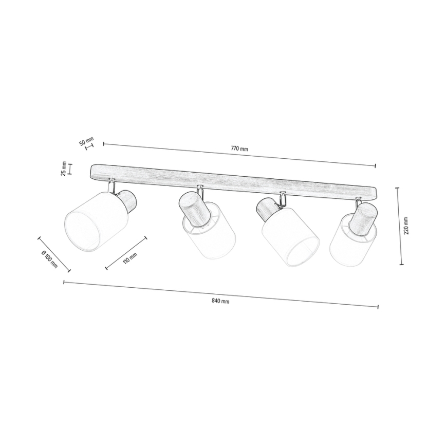 Oświetlenie punktowe sufitowe TRENDY 4xE27/15W/230V sosna - certyfikat FSC