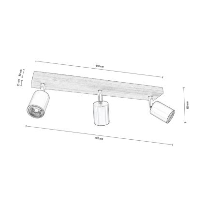 Oświetlenie punktowe sufitowe MANARA  3xGU10/5W/230V sosna - certyfikat FSC