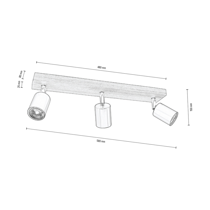 Oświetlenie punktowe sufitowe MANARA  3xGU10/5W/230V orzech