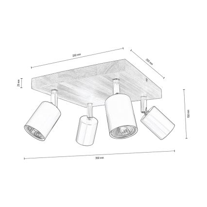Sufitowe oświetlenie punktowe MANARA 4xGU10/5W/230V sosna