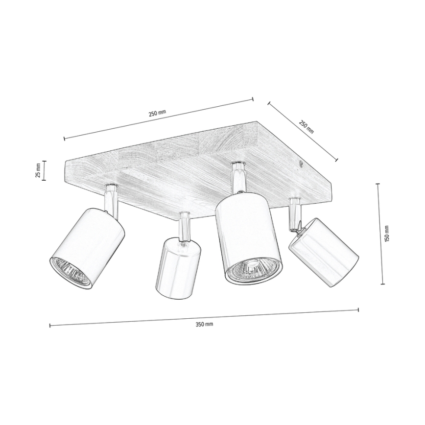 Sufitowe oświetlenie punktowe MANARA 4xGU10/5W/230V sosna