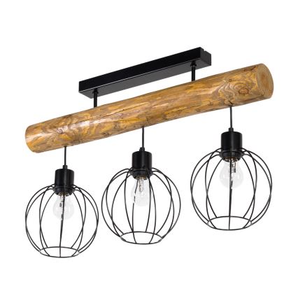 Żyrandol natynkowy BERIS 3xE27/25W/230V sosna