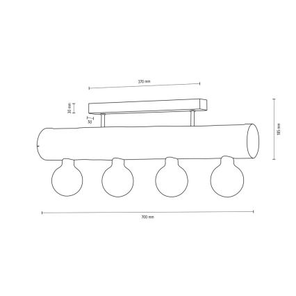 Surface-mounted żyrandol TRABO 4xE27/60W/230V sosna - certyfikat FSC