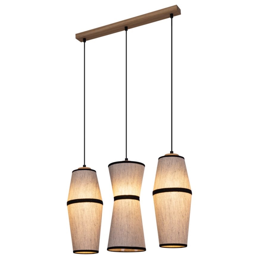 Żyrandol na lince AMIGO 3xE27/25W/230V dąb – FSC certyfikowano