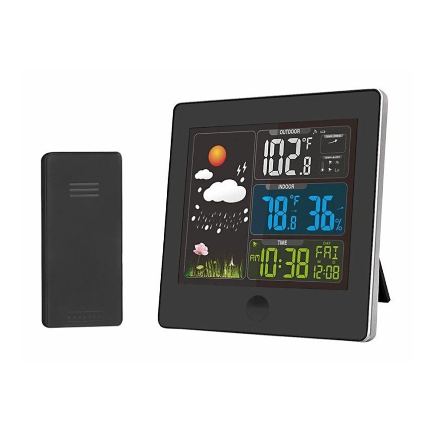 Stacja meteorologiczna z wyświetlaczem LCD 230V/2xAAA + 2xAAA czarny