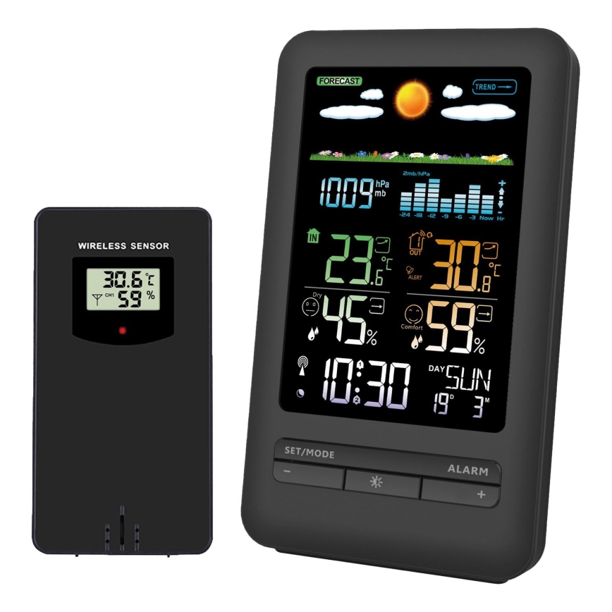 Stacja meteorologiczna z wyświetlaczem LCD 2xAA + 2xAA czarny