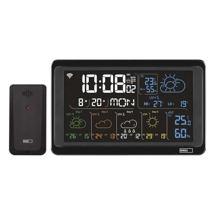 Stacja meteorologiczna z wyświetlaczem LCD GoSmart 5/230V Wi-Fi Tuya czarny