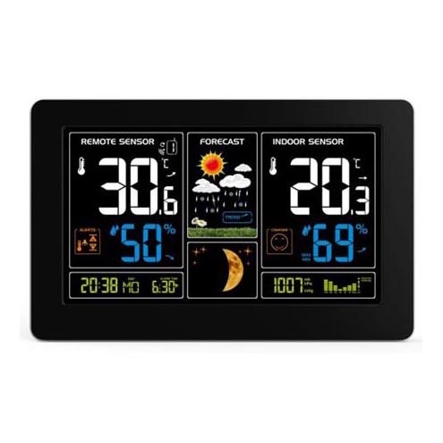 Stacja meteorologiczna z wyświetlaczem LCD USB 5V/2xAAA + 2xAAA ładowanie czarny
