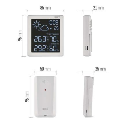 Stacja pogodowa 5V, zasilanie: 2xAAA + 2xAAA, czarna