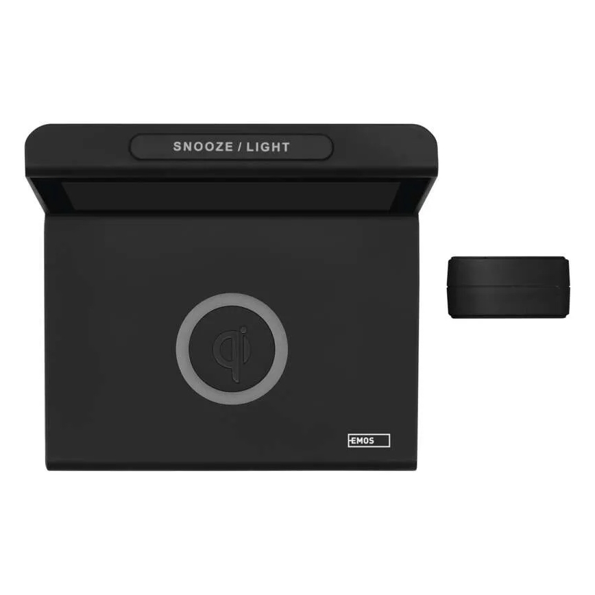 Stacja pogodowa z bezprzewodowym ładowaniem 5V, zasilanie 2xAA + 2xAAA, czarna