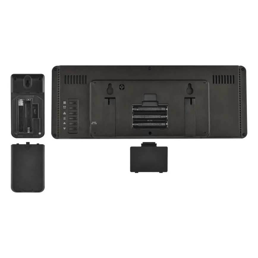 Stacja pogodowa z kolorowym wyświetlaczem LCD i budzikiem 5V 3xAAA + 2xAA czarna