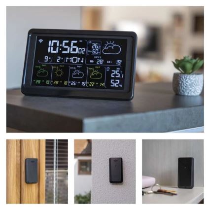 Stacja pogodowa z wyświetlaczem LCD GoSmart 230V/3xAAA + 2×AAA Wi-Fi Tuya czarna