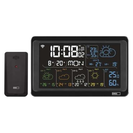 Stacja pogodowa z wyświetlaczem LCD GoSmart 230V/3xAAA + 2×AAA Wi-Fi Tuya czarna