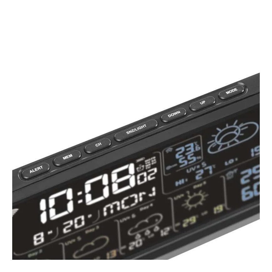 Stacja pogodowa z wyświetlaczem LCD GoSmart 230V/3xAAA + 2×AAA Wi-Fi Tuya czarna