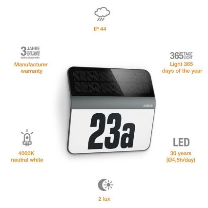 STEINEL 035730 - LED Solarny numer domu XSolar LH-N LED/0,03W IP44
