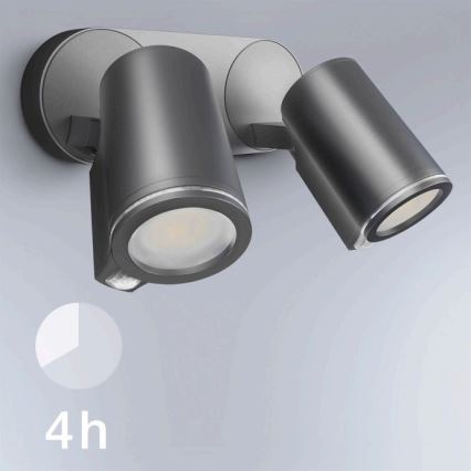 STEINEL 058654 - LED Oświetlenie zewnętrzna z czujnikiem SPOT DUO 2xGU10/7,5W/230V IP44