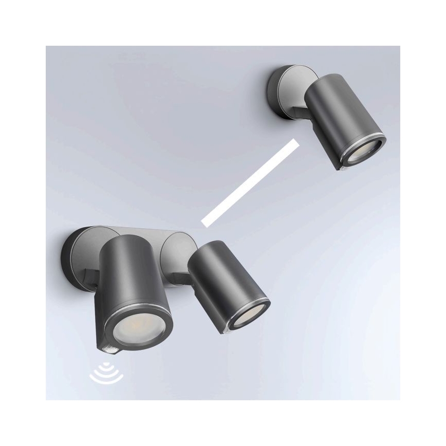 STEINEL 058654 - LED Oświetlenie zewnętrzna z czujnikiem SPOT DUO 2xGU10/7,5W/230V IP44