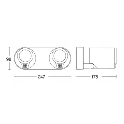 STEINEL 058654 - LED Oświetlenie zewnętrzna z czujnikiem SPOT DUO 2xGU10/7,5W/230V IP44