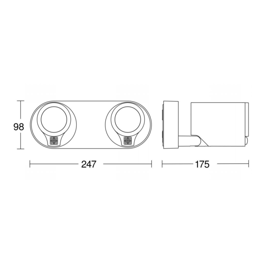STEINEL 058654 - LED Oświetlenie zewnętrzna z czujnikiem SPOT DUO 2xGU10/7,5W/230V IP44