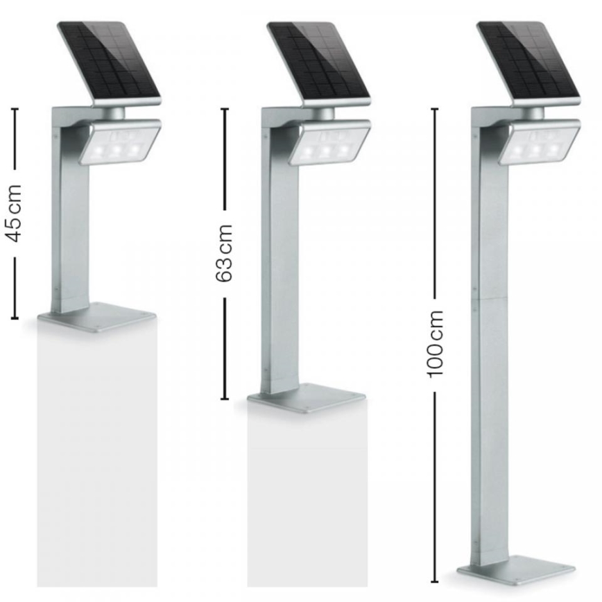 STEINEL 671211 - Reflektor LED z czujnikami solarnym XSolar GL-S 0,5W/LED srebrne IP44 2500 mAh