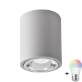 Stmívatelné bodové svítidlo LED RGBW JUPITER 1xE27/6,5W/230V 2700-6500K Wi-Fi pr. 9,8 cm šedá