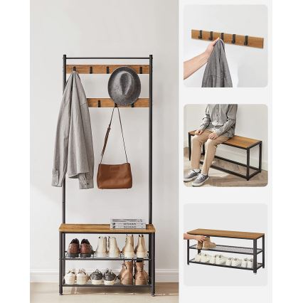 Stojący wieszak NAVOR brązowy/czarny