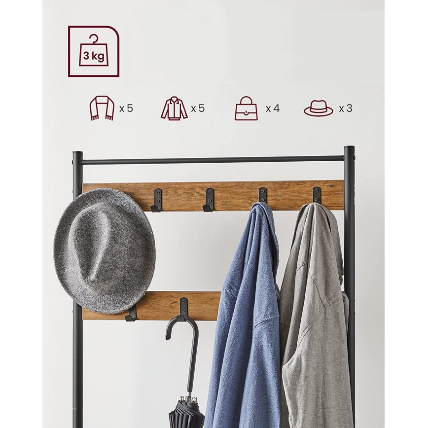 Stojący wieszak NAVOR brązowy/czarny