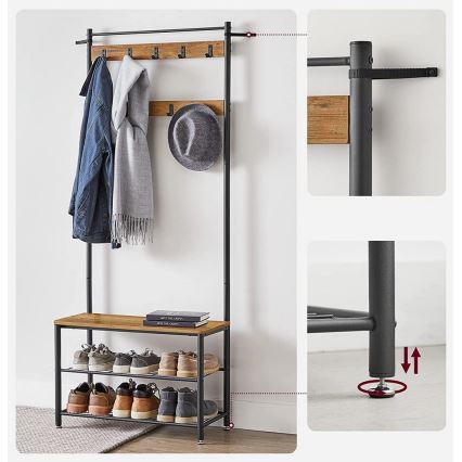 Stojący wieszak NAVOR brązowy/czarny