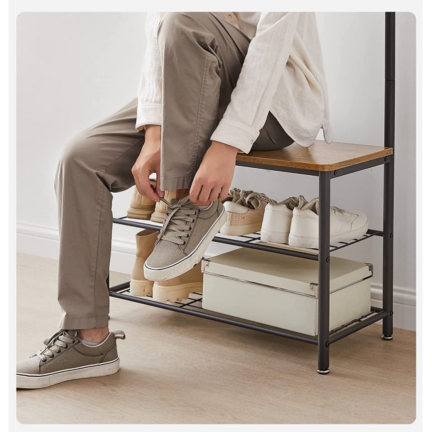 Stojący wieszak NAVOR brązowy/czarny