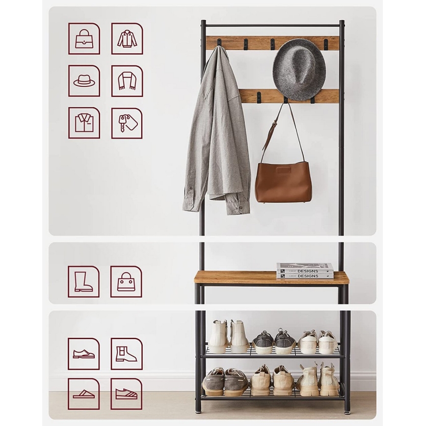 Stojący wieszak NAVOR brązowy/czarny