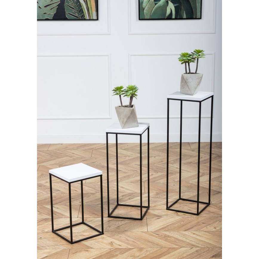 Stojak na kwiaty BASICLOFT 80x24 czarny/biały