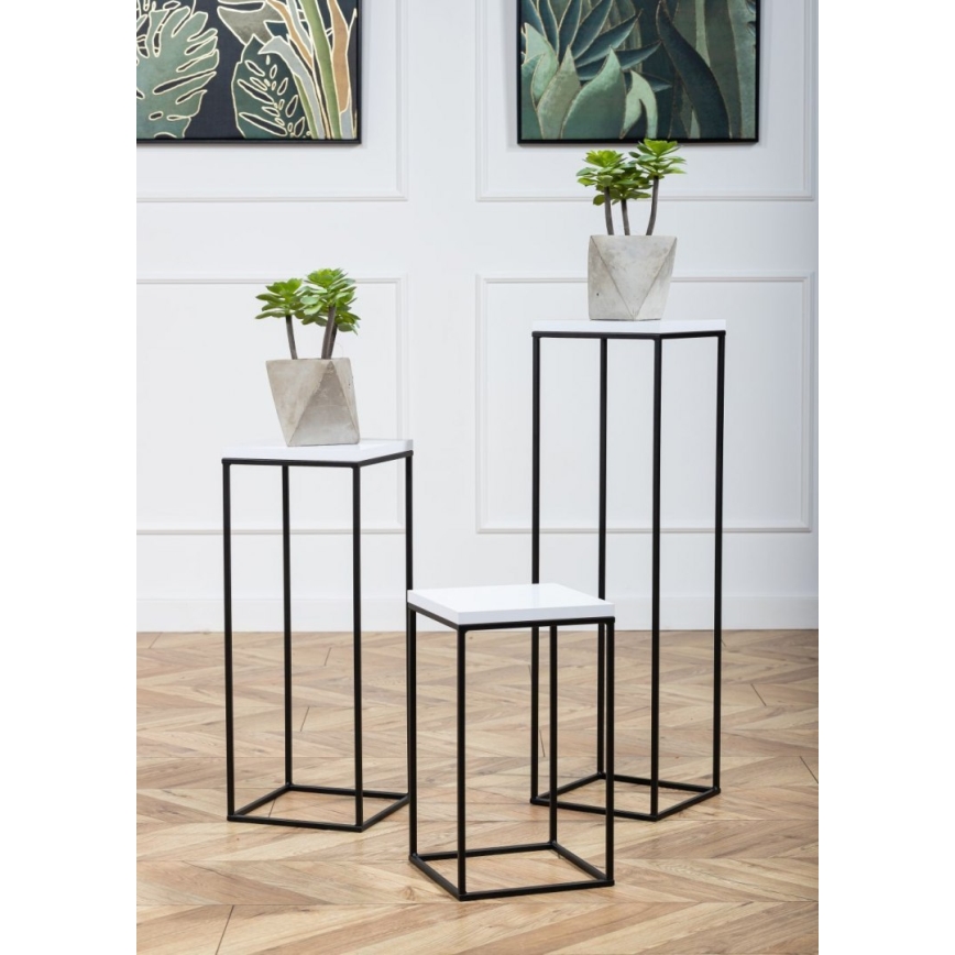 Stojak na kwiaty BASICLOFT 80x24 czarny/biały