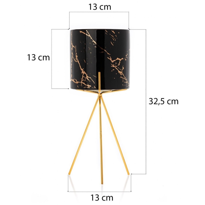 Stojak na kwiaty EMMA 32,5x13 cm czarny/złoty