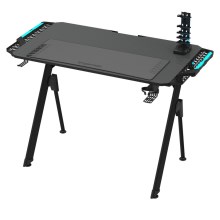 Stół do gier z regulowaną wysokością FALCON z LED RGB podświetleniem 116x60 cm czarny