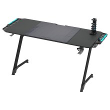 Stół do gier z regulowaną wysokością SNAKE z LED RGB podświetleniem 156x60 cm czarny