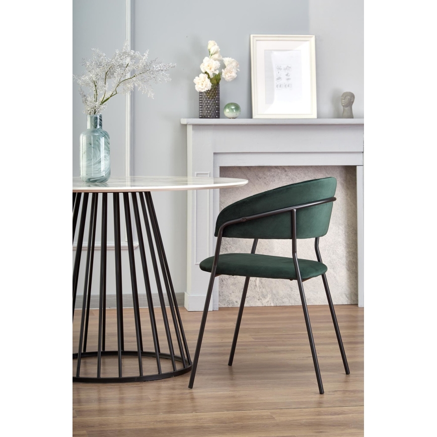 Stół do jadalni SEREIN w dekorze biały marmur/czarny