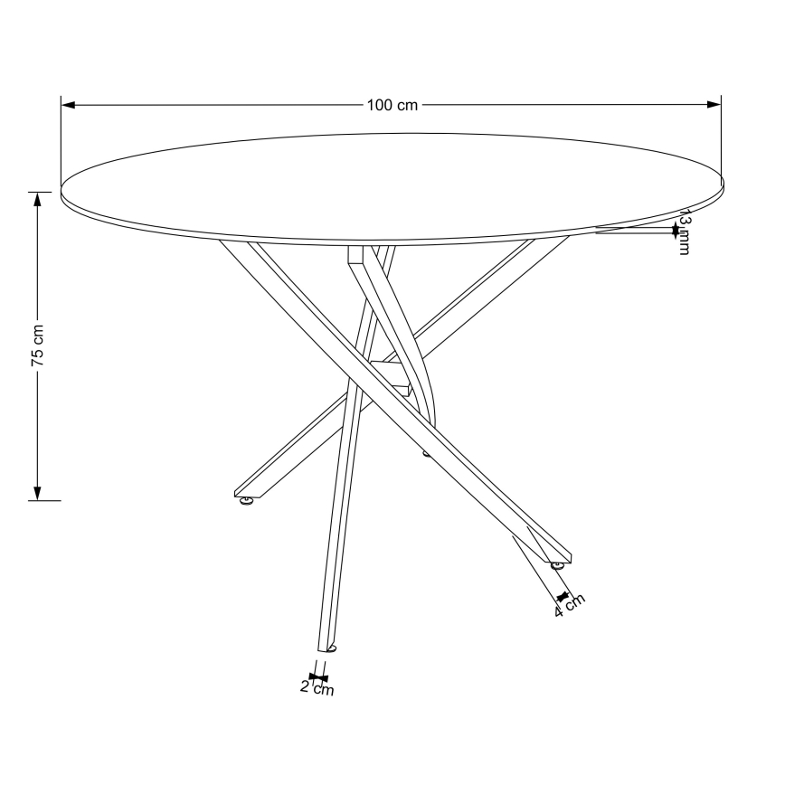 Stół jadalniany ESTEN 100 cm biały/srebrny