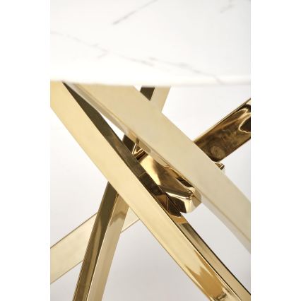 Stół jadalniany ESTEN 100 cm biały/złoty