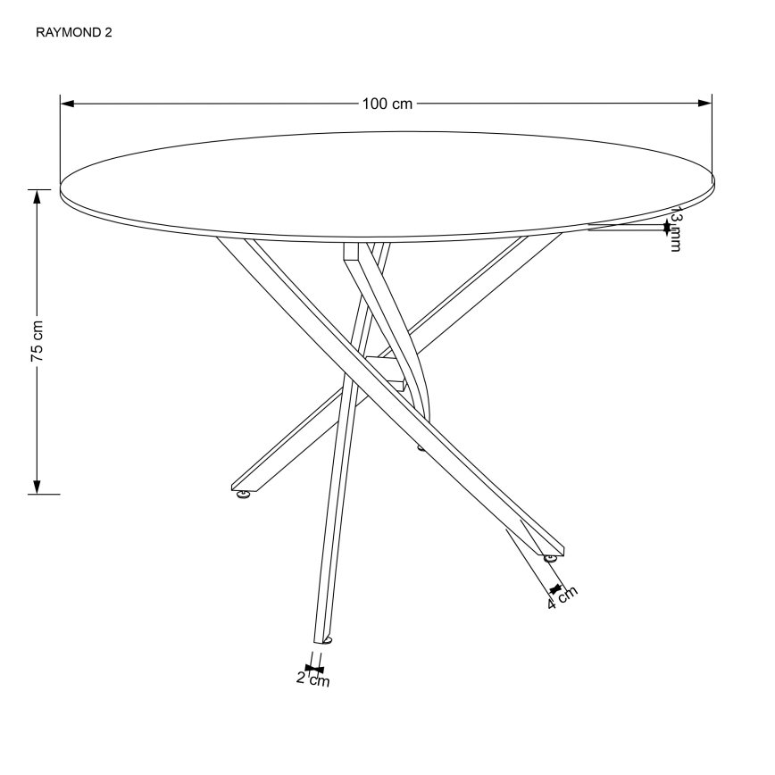 Stół jadalniany ESTEN 100 cm biały/złoty