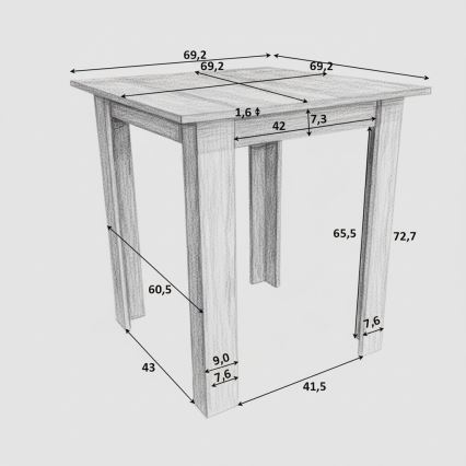 Kwadratowy stół jadalniany LEVI dąb sonoma