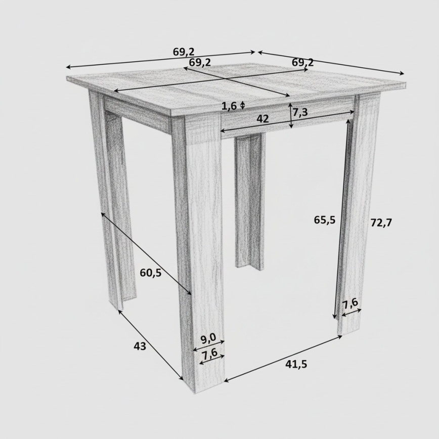 Kwadratowy stół jadalniany LEVI dąb sonoma