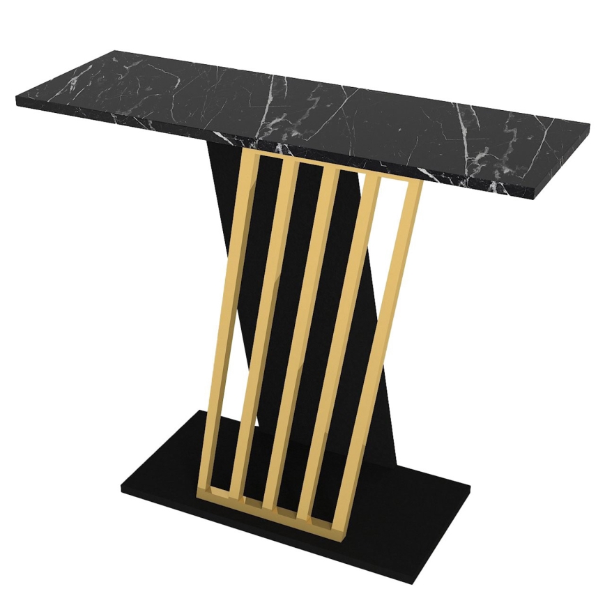 Stół konsolowy GRAVITY 76,8x90 cm czarny/złoty